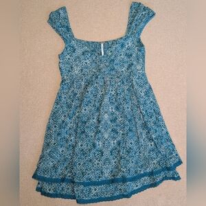 Free People Tabitha Teal Boho Patterned Sleeveless Mini Dress
